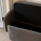 Banc de rangement capitonné en velours mat vert forêt – Couvercle amovible, cadre en bois