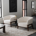 Fauteuil Accent en tissu haute performance Snow - Piétement en bois