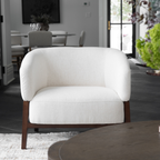 Fauteuil Accent en tissu haute performance Snow - Piétement en bois