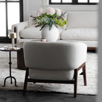 Fauteuil Accent en tissu haute performance Snow - Piétement en bois