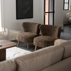 Fauteuil en peau de mouton de laine Taupe foncé - Pieds en chêne massif