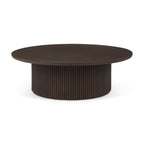 Table basse en bois de manguier massif brun expresso - Base cannelée, plateau relevable hydraulique