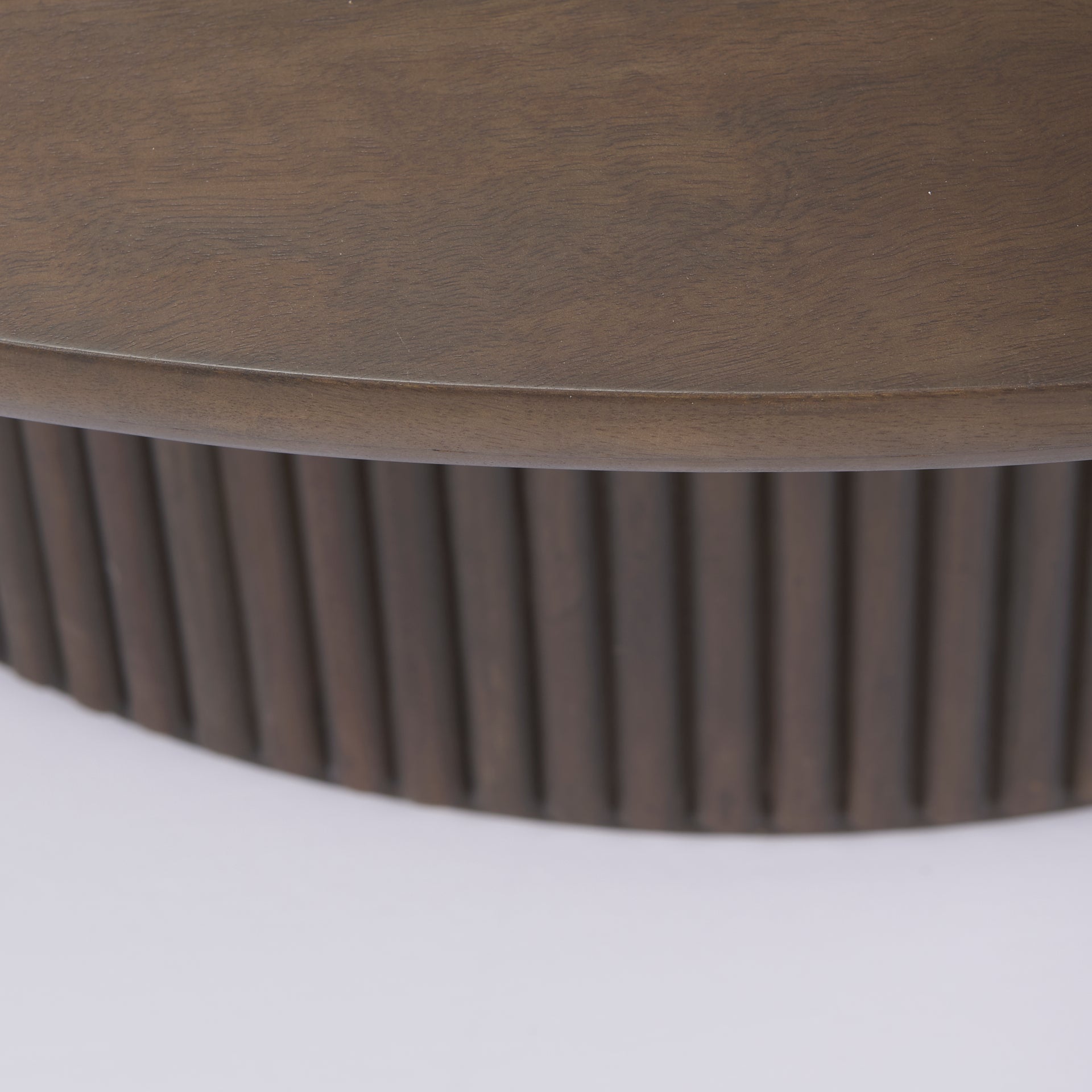 Table basse en bois de manguier massif brun expresso - Base cannelée, plateau relevable hydraulique
