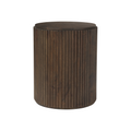 Table d'appoint en bois de manguier massif brun expresso - Base cannelée, couvercle amovible