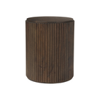 Table d'appoint en bois de manguier massif brun expresso - Base cannelée, couvercle amovible