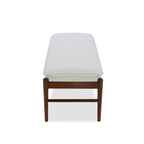 Banc rembourré en tissu haute performance Snow – Assise capitonnée, pieds en bois massif