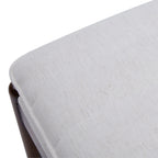 Banc rembourré en tissu haute performance Snow – Assise capitonnée, pieds en bois massif