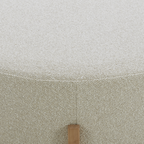 Pouf rond en polyester texturé lin - Base en bois clair, design scandinave