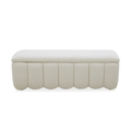 Banc de rangement capitonné en polyester tissé de lin – Couvercle hydraulique à fermeture en douceur