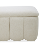 Banc de rangement capitonné en polyester tissé de lin – Couvercle hydraulique à fermeture en douceur