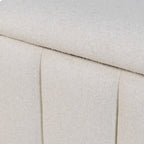 Banc de rangement capitonné en tissu ivoire - Bords arrondis, Rangement dissimulé