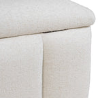 Banc de rangement capitonné en tissu ivoire - Bords arrondis, Rangement dissimulé