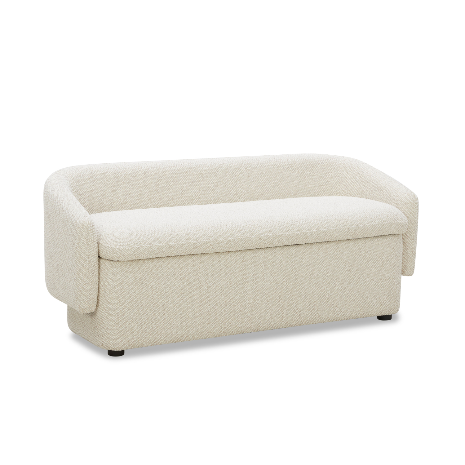 Banc de rangement capitonné en lin polyester – Couvercle amovible, rangement dissimulé