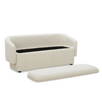 Banc de rangement capitonné en lin polyester – Couvercle amovible, rangement dissimulé
