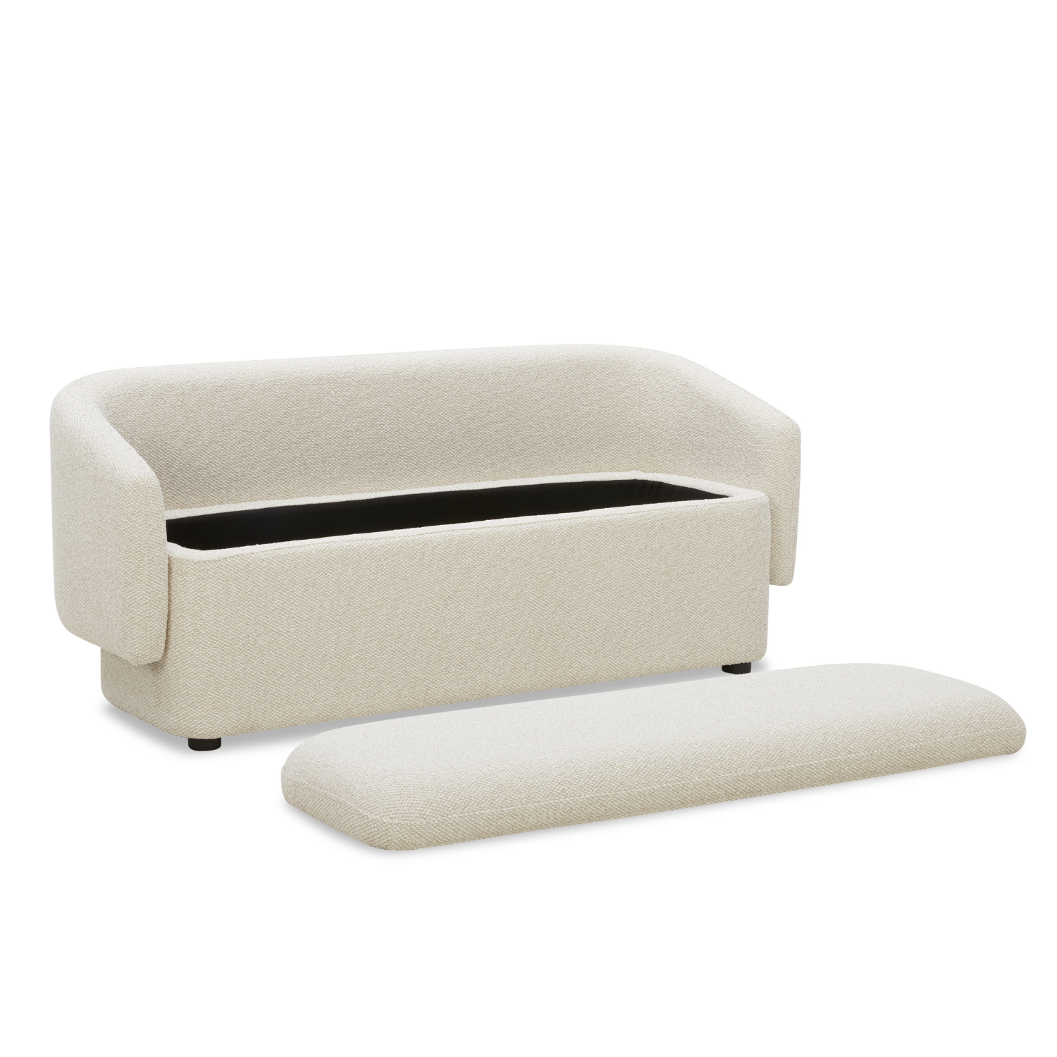 Banc de rangement capitonné en lin polyester – Couvercle amovible, rangement dissimulé
