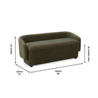 Banc de rangement capitonné en velours mat vert forêt – Couvercle amovible, cadre en bois
