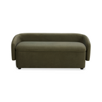 Banc de rangement capitonné en velours mat vert forêt – Couvercle amovible, cadre en bois