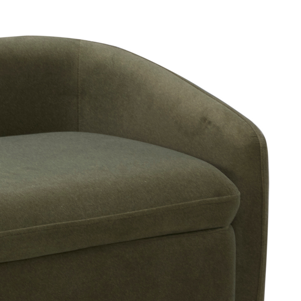 Banc de rangement capitonné en velours mat vert forêt – Couvercle amovible, cadre en bois
