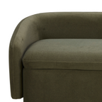 Banc de rangement capitonné en velours mat vert forêt – Couvercle amovible, cadre en bois