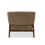 Fauteuil Accent en cuir pleine fleur étain - Piètement en bois