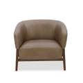 Fauteuil Accent en cuir pleine fleur étain - Piètement en bois