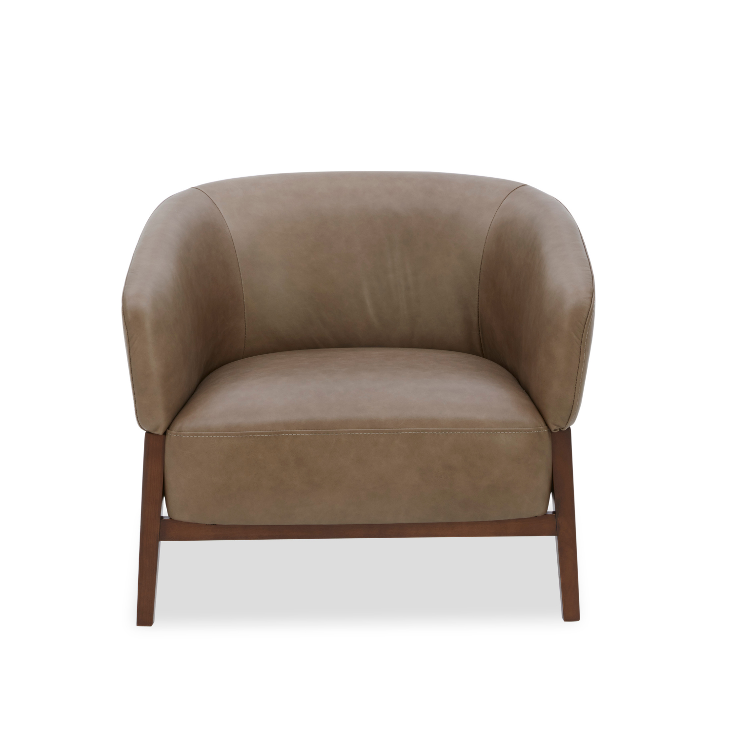 Fauteuil Accent en cuir pleine fleur étain - Piètement en bois