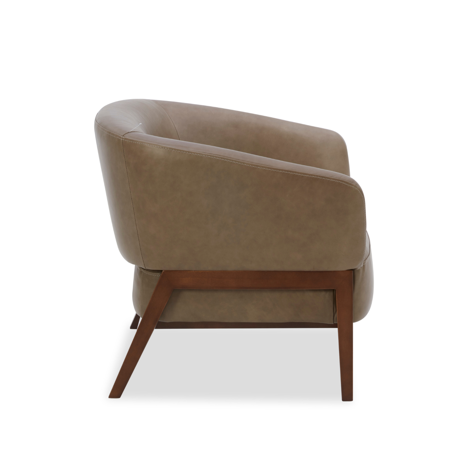 Fauteuil Accent en cuir pleine fleur étain - Piètement en bois