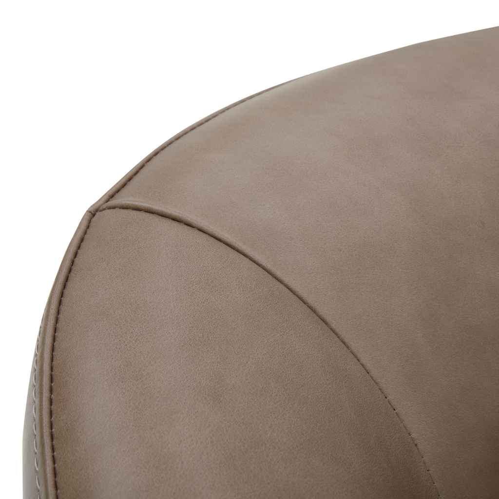 Fauteuil Accent en cuir pleine fleur étain - Piètement en bois