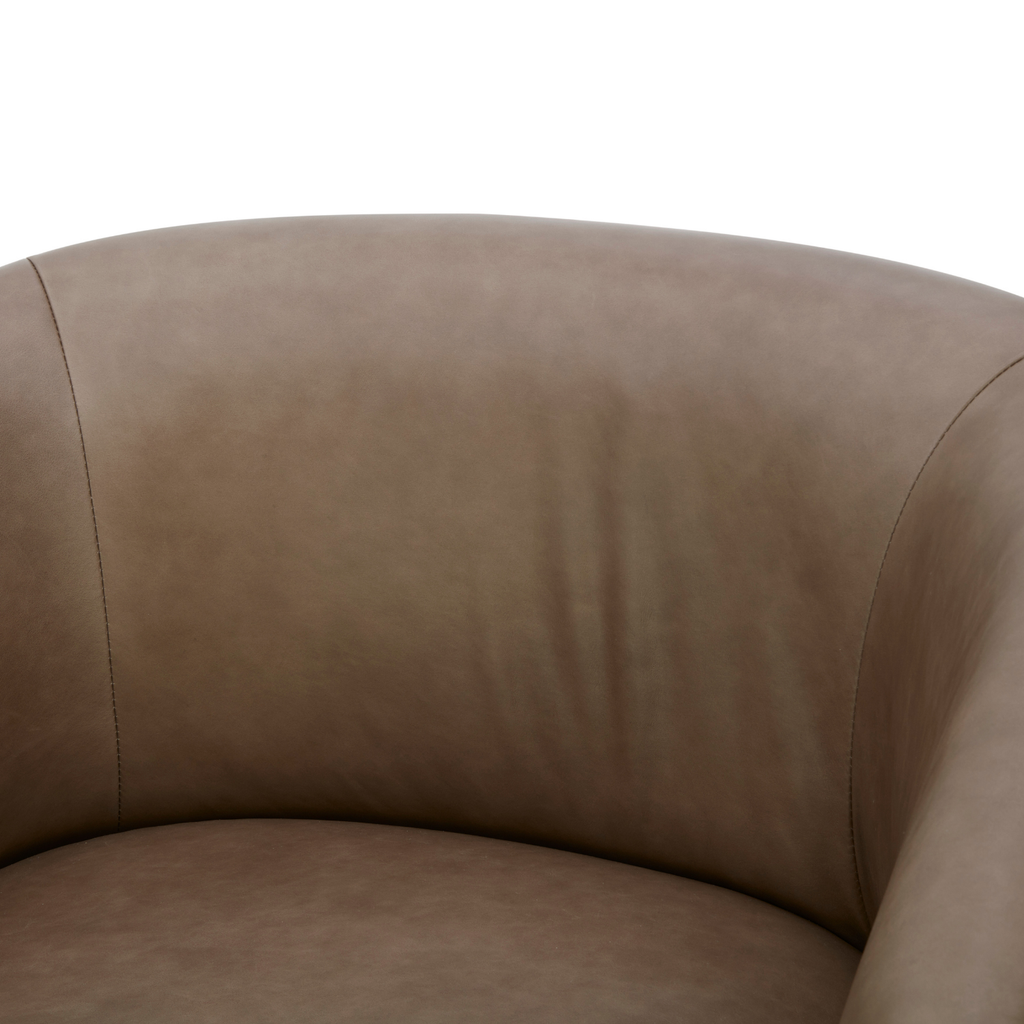 Fauteuil Accent en cuir pleine fleur étain - Piètement en bois
