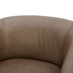 Fauteuil Accent en cuir pleine fleur étain - Piètement en bois