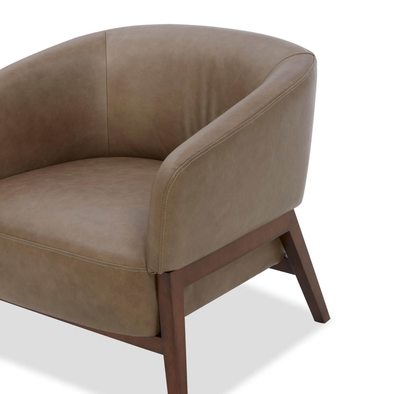 Fauteuil Accent en cuir pleine fleur étain - Piètement en bois