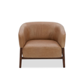 Fauteuil Accent en cuir pleine fleur taupe – Piètement en bois