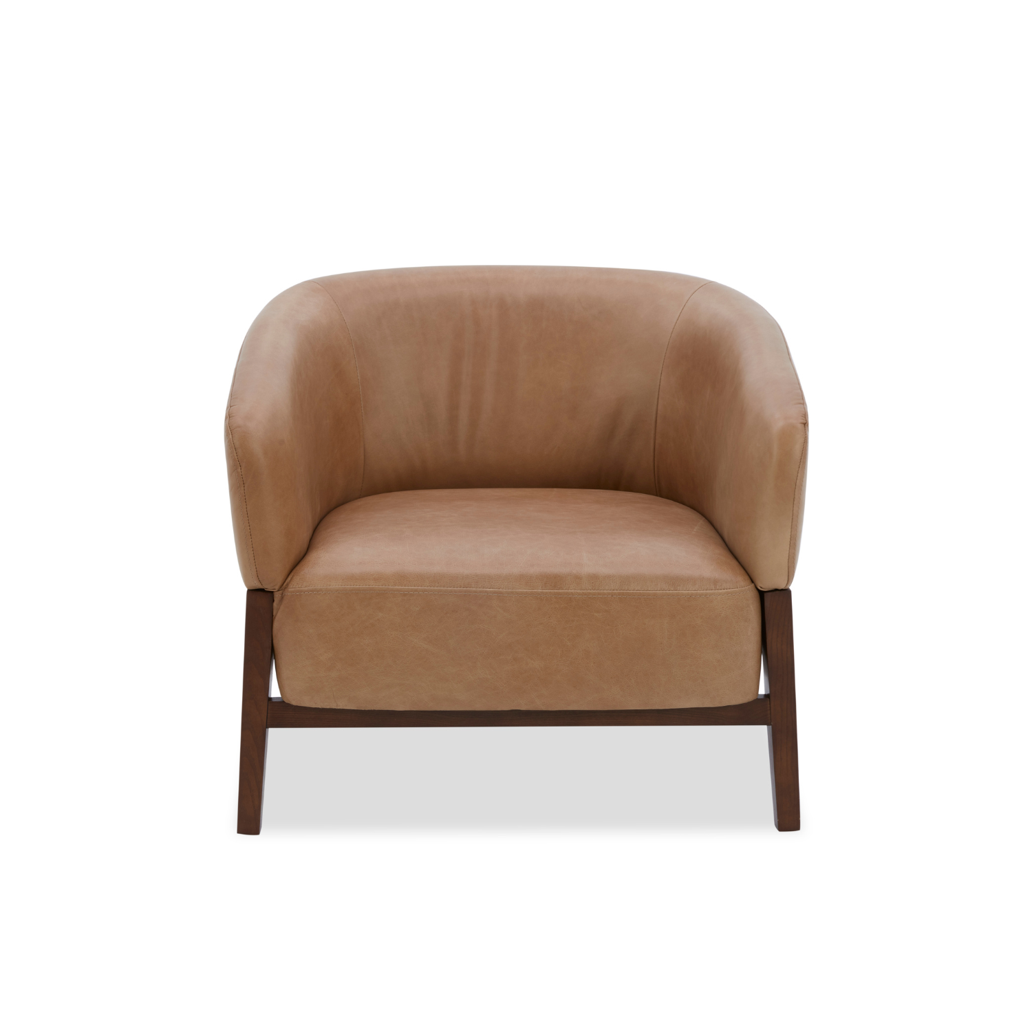 Fauteuil Accent en cuir pleine fleur taupe – Piètement en bois