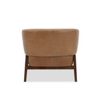 Fauteuil Accent en cuir pleine fleur taupe – Piètement en bois