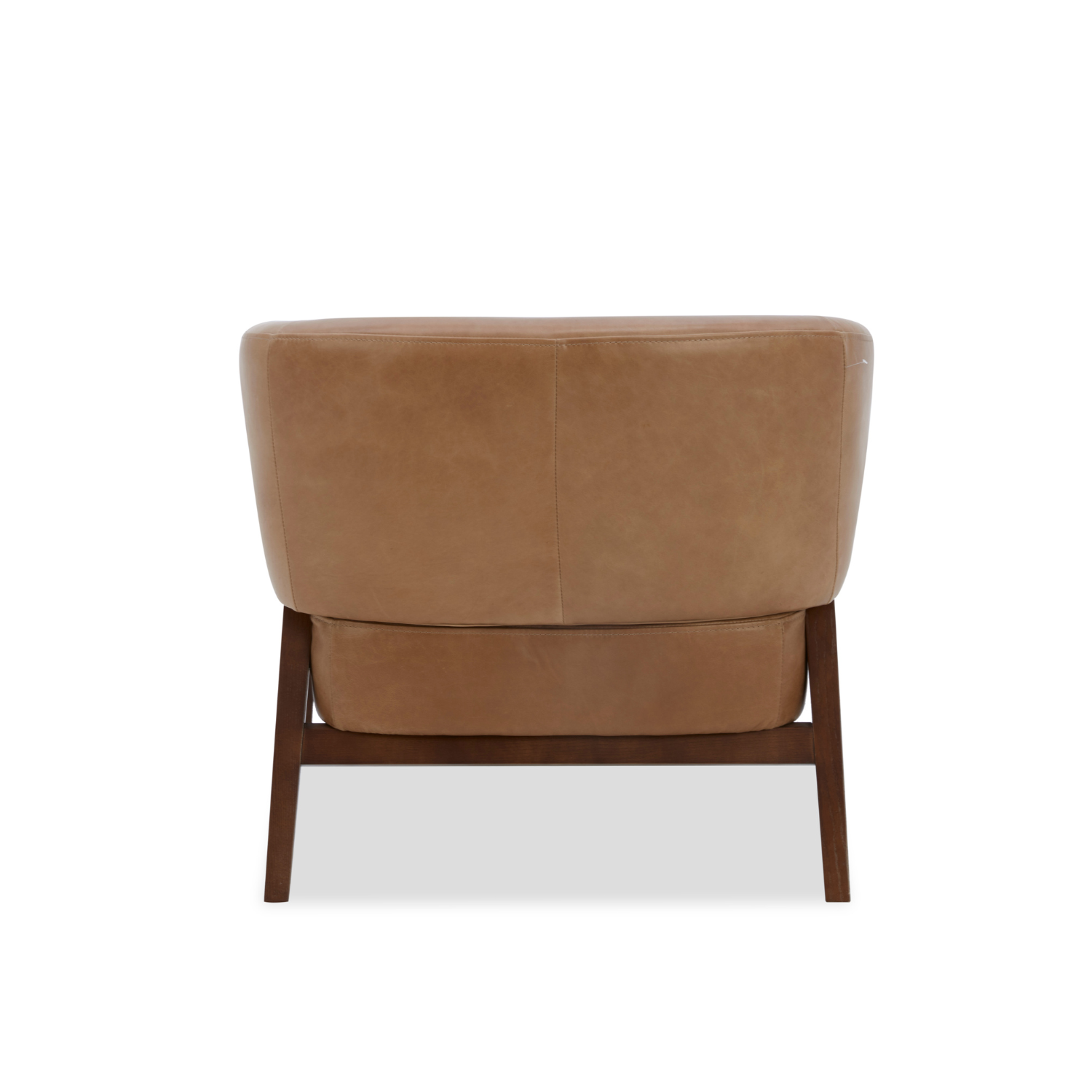 Fauteuil Accent en cuir pleine fleur taupe – Piètement en bois