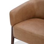 Fauteuil Accent en cuir pleine fleur taupe – Piètement en bois