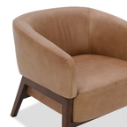 Fauteuil Accent en cuir pleine fleur taupe – Piètement en bois
