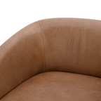 Fauteuil Accent en cuir pleine fleur taupe – Piètement en bois