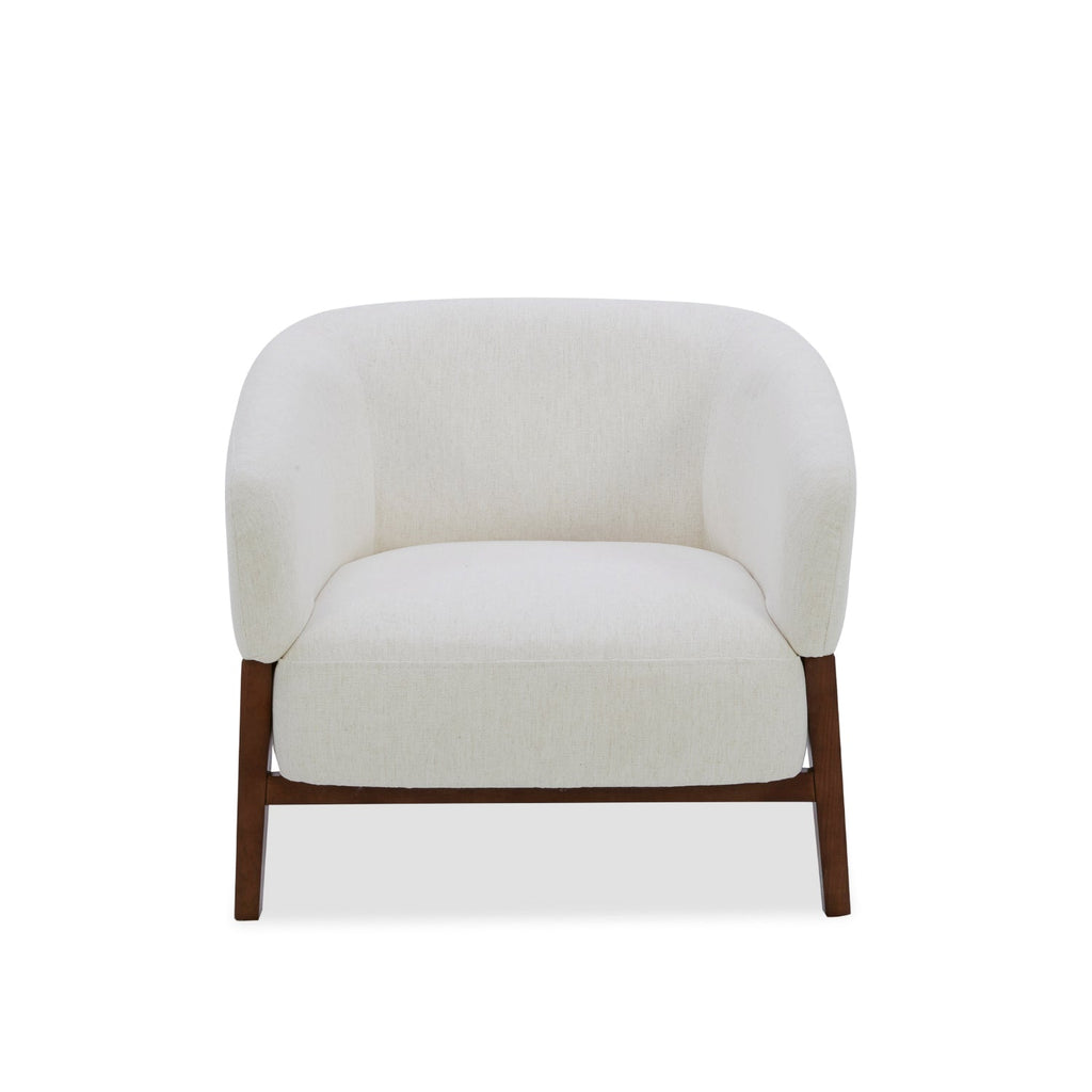 Fauteuil Accent en tissu haute performance Snow - Piétement en bois