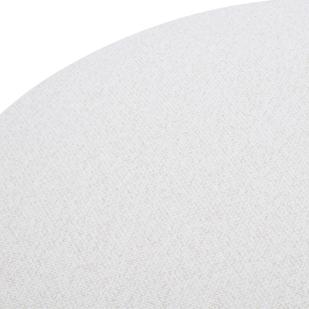 Pouf rond en lin tissé ivoire - Base en bois naturel, multifonctionnel