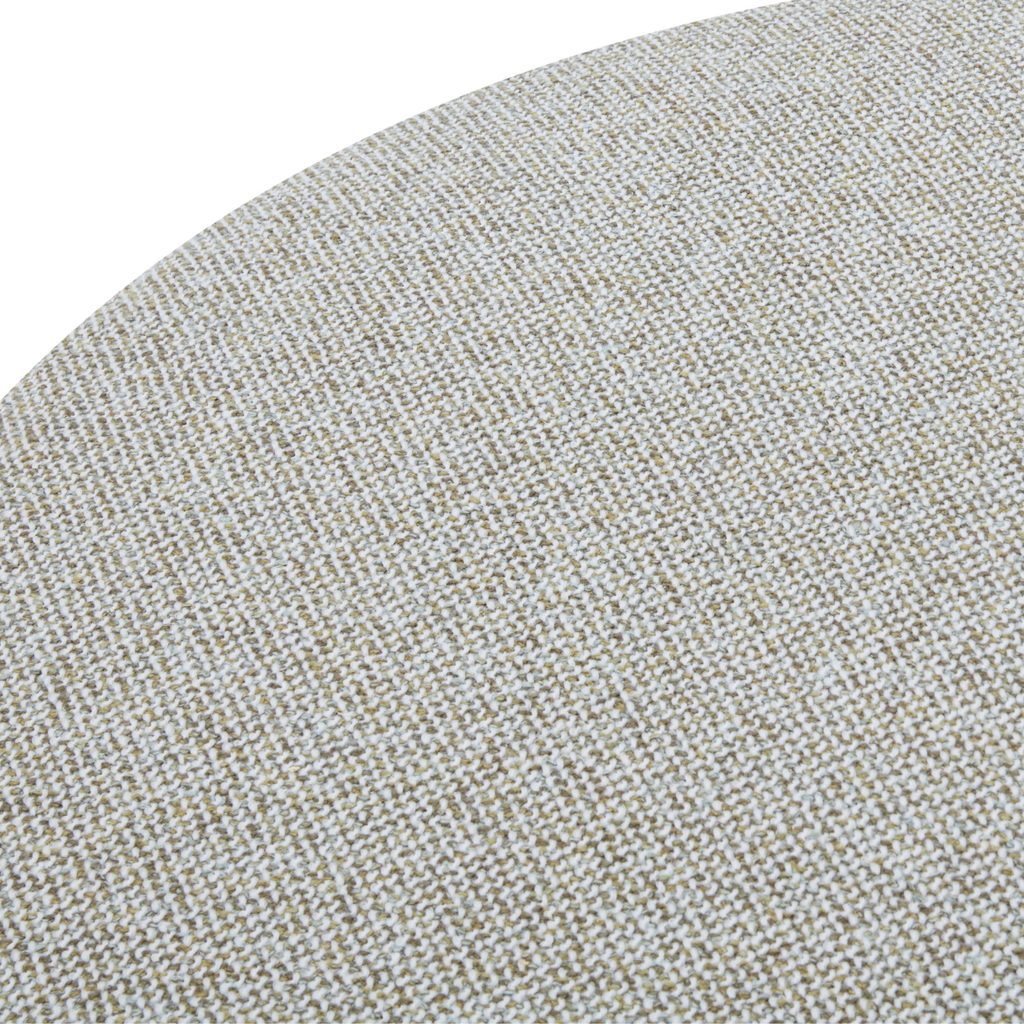 Pouf rond en tissu tissé vert mousse - Base en bois naturel, Multiusage