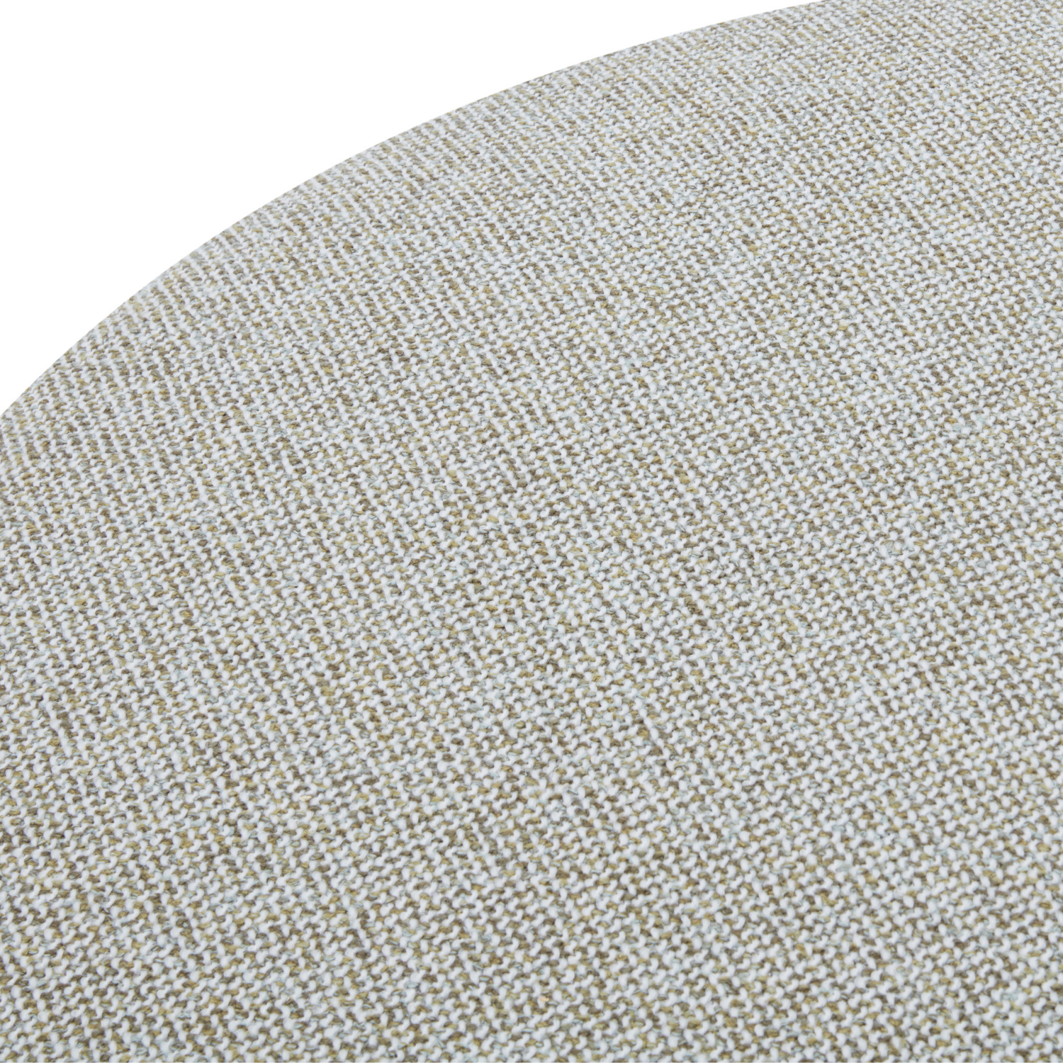 Pouf rond en tissu tissé vert mousse - Base en bois naturel, Multiusage