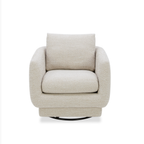 Fauteuil pivotant compact en tissu sable - Cadre en bois, mousse haute densité