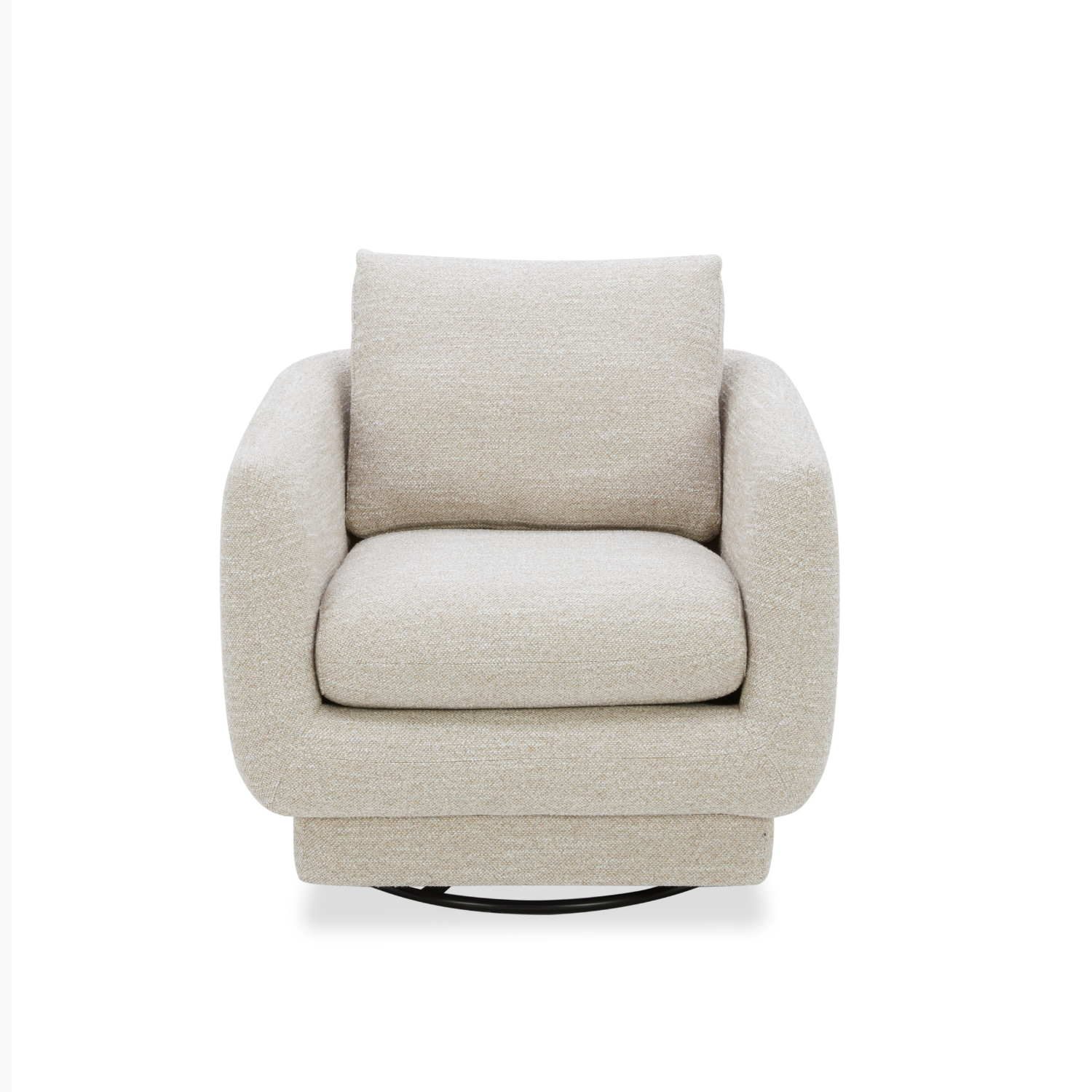 Fauteuil pivotant compact en tissu sable - Cadre en bois, mousse haute densité