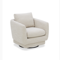 Fauteuil pivotant compact en tissu sable - Cadre en bois, mousse haute densité
