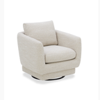 Fauteuil pivotant compact en tissu sable - Cadre en bois, mousse haute densité
