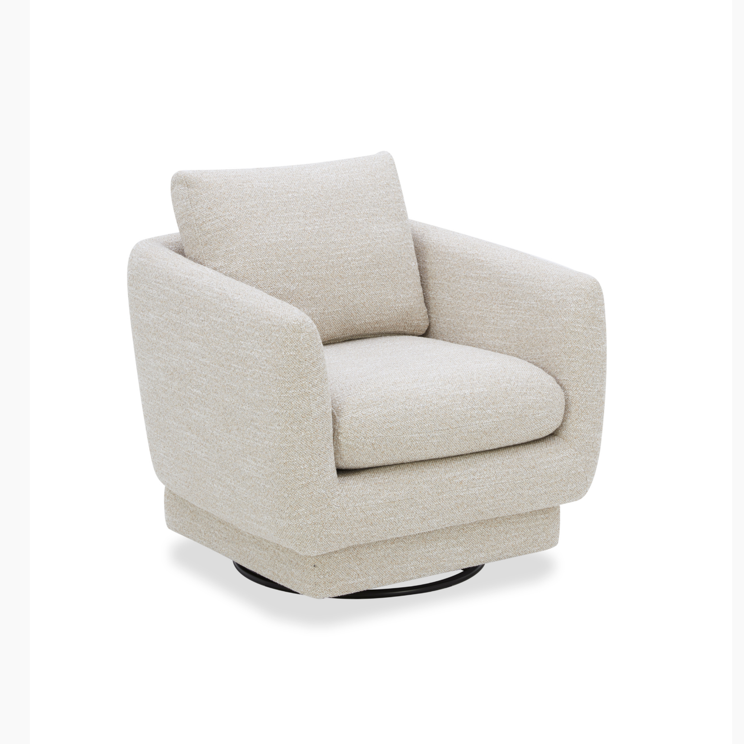 Fauteuil pivotant compact en tissu sable - Cadre en bois, mousse haute densité