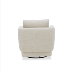 Fauteuil pivotant compact en tissu sable - Cadre en bois, mousse haute densité