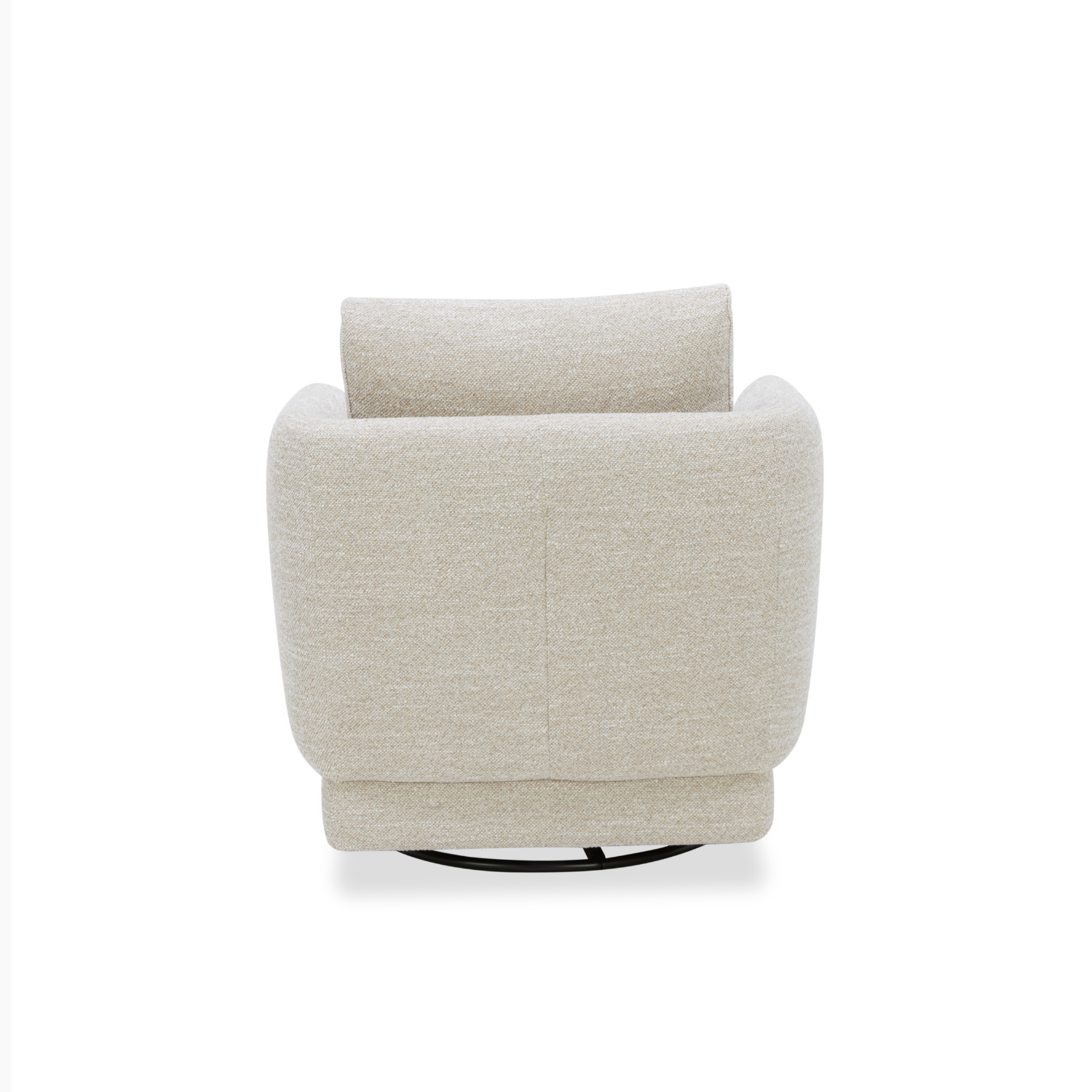 Fauteuil pivotant compact en tissu sable - Cadre en bois, mousse haute densité