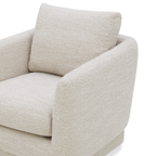 Fauteuil pivotant compact en tissu sable - Cadre en bois, mousse haute densité